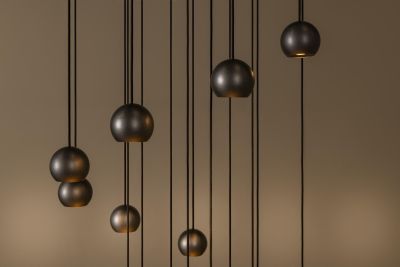 Lucide MONTANA - Pendant light - LED Dim. - CCT - 16x5,7W 2700K/4000K - Suitable for double-height spaces and high ceiling - Coffee - Premium